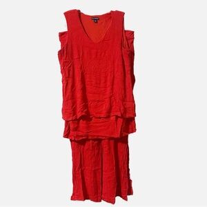 Vibrant Red Sleeveless Top & Pants Set